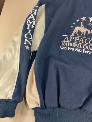 Vintage 09 Leather Wool Appaloosa Horse Stake Race Jackson MS Winter Coat Jacket