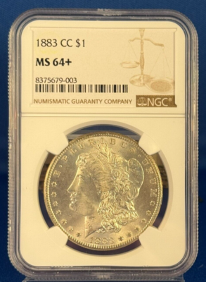 1883-CC Morgan Silver Dollar PCGS MS64+ A Choice Uncirculated Coin