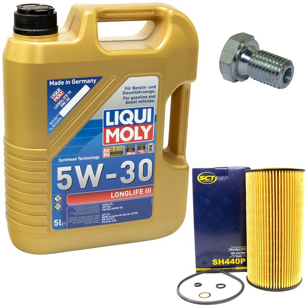 MotoröL Set 5W-30 5 Liter + ÖLfilter SH 440 P + Schraube FüR BMW 5Er 7Er E39 E38-image