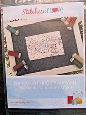 Stitches of Love "Snowman Trio"  Preprinted Stitchery Pattern CHRISTMAS