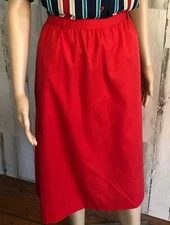 vtg John Meyer A-Line Skirt Sz 16 Red Modest Minimalist Below Knee 70s 80s