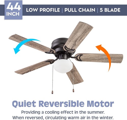 44-Inch Reversible Ceiling Fan in Bronze with LED Light & 5 Dual-Finish Blades - Picture 6 of 15