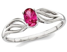 Lab Created Ruby Ring 1/2 Carat (ctw) in Rhodium Plated Sterling Silver
