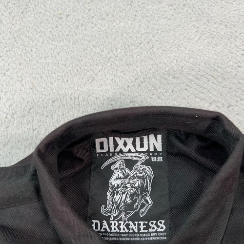Dixxon Shirt Womens Medium Black Plaid The Darkness Flannel Button Snap - Picture 3 of 9