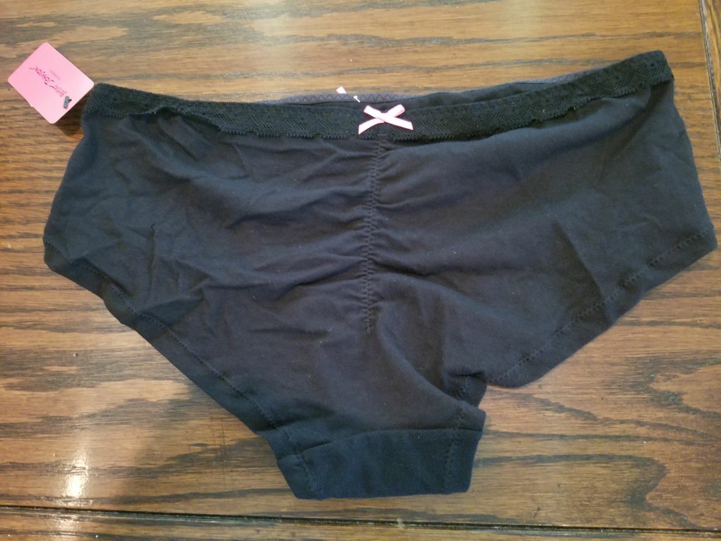 NWT BETSEY JOHNSON COTTON SPANDEX HIPSTER w LACE ROUCHED BK PANTIES BLK  721934