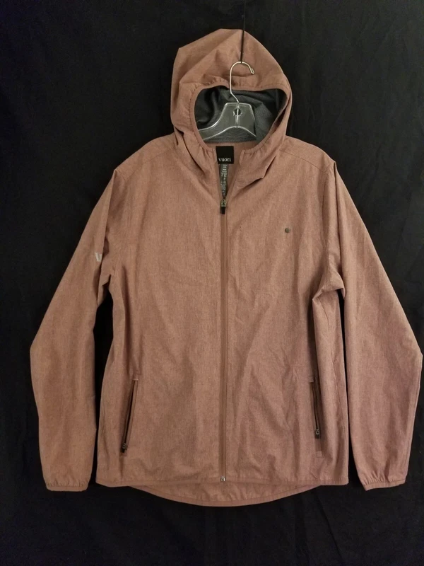 vuori outdoor trainer shell full zip hooded heather sample jacket