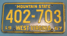 1967 West Virginia License Plate