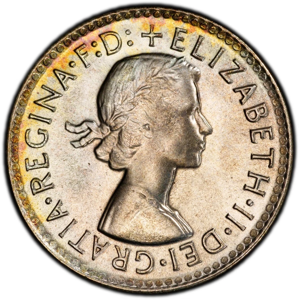 MS66 1964(m) Australia Silver 3 Pence, PCGS Trueview- Pretty Toned, Nice Luster - Image 4 of 4