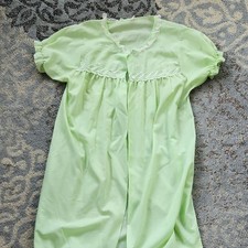 Vintage 2 Piece Nightgown Robe Set with Lace Trim Light Green