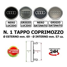 N. 1  Tappo Coprimozzo per Audi Ø 69 mm. Cerchi Borchie auto emblema Logo Ruote