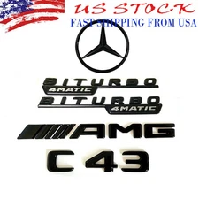 Gloss Black C43 AMG BITURBO 4MATIC Rear Star Emblem Badge For Mercedes Benz C205