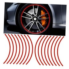 16PCS 17''-19'' Car Wheel Stripe Reflective Stickers - Night Safety Warning Red