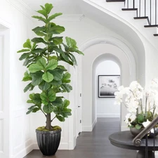Artificial Fiddle Leaf Fig Tree 6FT(72in) Tall Faux Tree with Large Realistic...