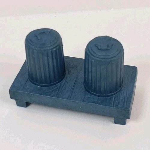 Vintage 1950s Marx garbage cans for playset accesories Grey Blue
