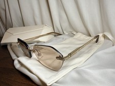 Jimmy Choo Women's Rimless Sunglasses Gold Metal Frame Brown Tinted Lenses