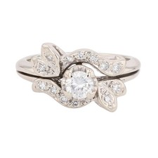 .41ctw Diamond Solitaire with Accents Wedding Set Rings 14k White Gold Size 4.25
