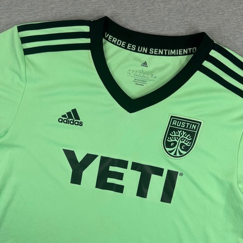 Adidas Austin FC YETI Soccer Jersey Womens Large Green Black MLS Aeroready