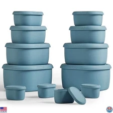 ISSEVE 12Pcs/Set Nesting Silicone Food Storage Containers with Lids, BPA Free