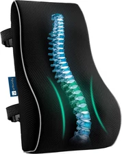 Lumbar Support Pillow for Office Chair with Strap - Upper and Lower Back Support