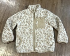 CKP Girls Beige Animal Print Fleece Zip Jacket Long Sleeve Lined Pockets