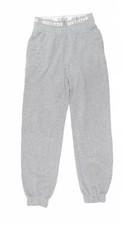 Hollister Women Grey Fleece Jogger Trousers XS High Rise