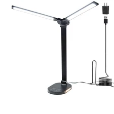 LED Desk Lamps for Home Office, 14W Double Swing Arm Lamp with USB Charging