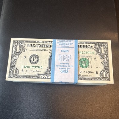 1 Pack of $1 (One Dollar) Bills   BEP   100 Uncirculated Notes   US Currency
