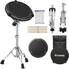 Drum Practice Kit Snare Stand 12'' Marching Pad Drumsticks Backpack Fits