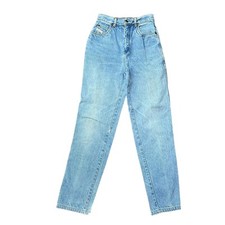 Vintage 90s Jr Size 7 Bugle Boy Jeans Distressed Blue High Rise Mom Tapered Leg