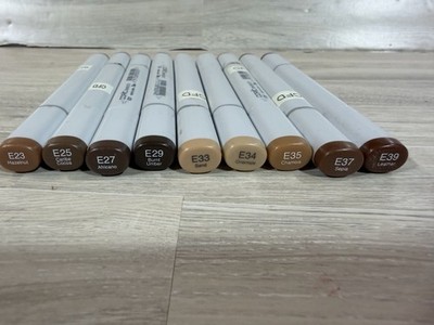 Collection Of 9 Copic brand alcohol-based markers, Various Earth Tone Shades EUC