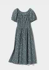 Uniqlo Green Floral Maxi Dress Size Small 100% Cotton