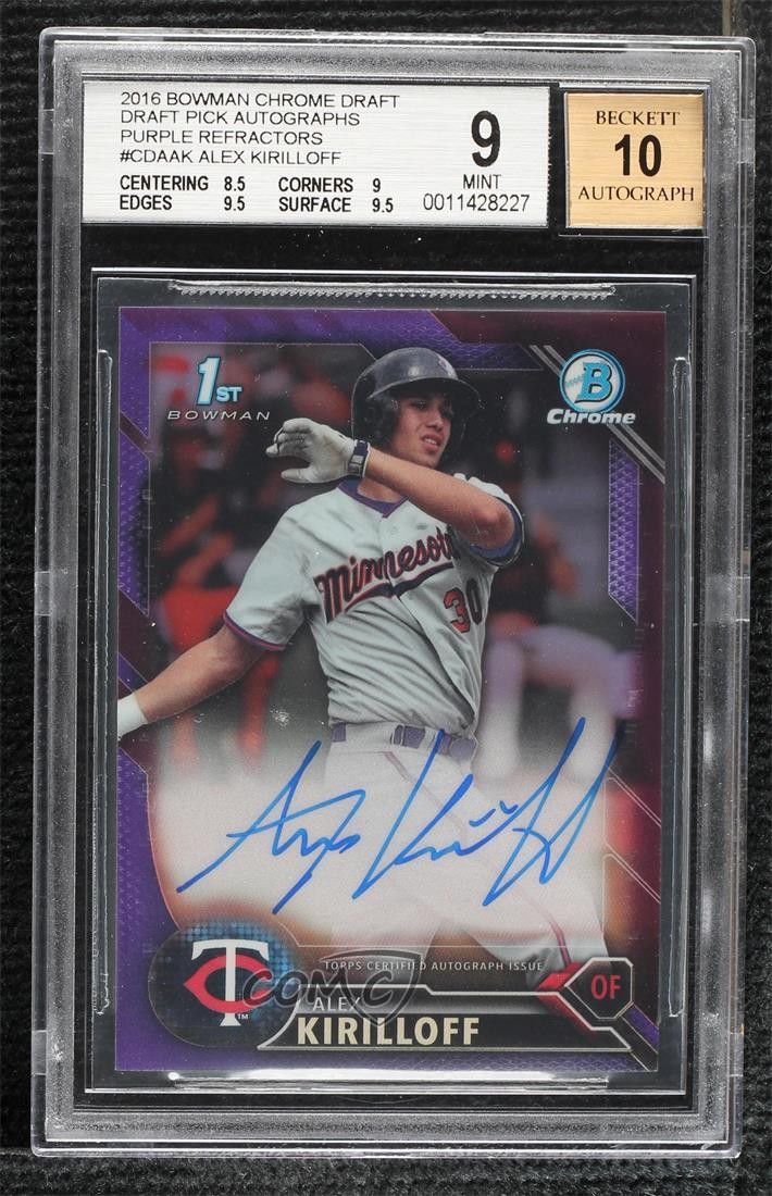 2016 Bowman Draft Chrome Pick Purple Refractor 122/250 Alex Kirilloff Auto 5h0