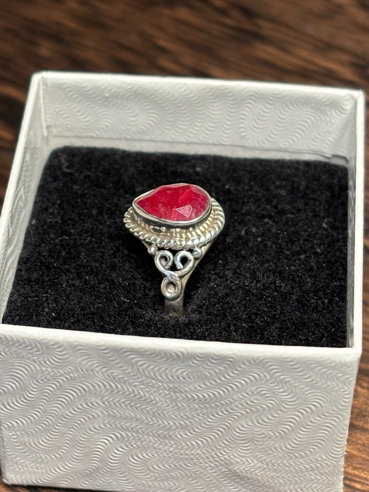 Sterling Silver Created Bermese Ruby Tear Drop Sh… - image 4