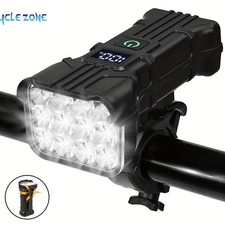 12 LED Bicycle Front Light Rechargeable Bike Headlight with Horn MTB Cycling