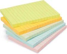 Amazon Basics Sticky Notes, 4x6 Inches, Assorted Colors 5 pack,