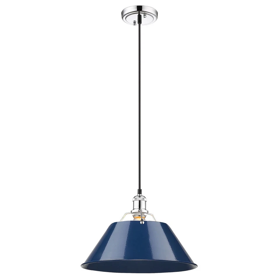 Colgante Golden Lighting 3306-L CH Orwell 14"W - Tonos Cromo/Verde Pino Foto 4 de 4