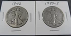 2‑Coin Walking Liberty Half Dollar Set – 1942 & 1944‑S – Silver – Nice Detai