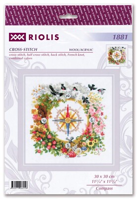 Riolis Counted Cross Stitch Kit Compass Four Seasons Wool /Acrylic 29 Colors New