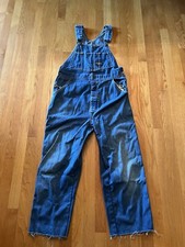 Osh Kosh Overall Bibs Mens 36x24 Blue BGosh USA Made Distressed Farm Chore Denim