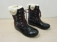 STEVIES BOOTS, PINK/PURPLE PLAID, FAUX FUR,GIRLS SIZE 6, RAIN/SNOW, FREE S H