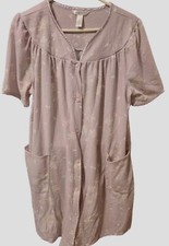 Adonna Medium Lavender Robe Snap Front SS knee-length Waffle Knit