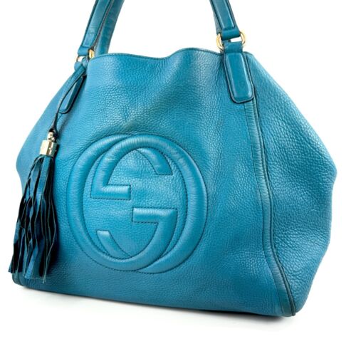 Gucci Soho Shoulder Bag Blue Authentic