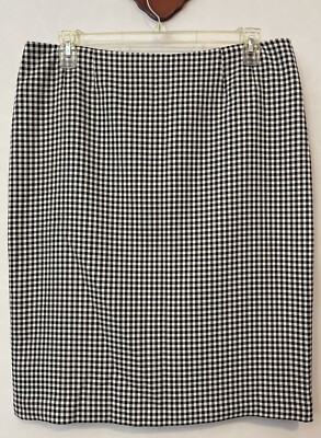 Jones Studio Separates Womens 16 Checked Black & White Lined Midi Skirt! A6640