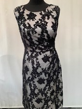Dress Phase eight size 10 black lace covered polyester cotton womens