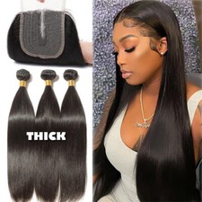 Straight 4*4 Lace Closure with 3 Bundles Weave Weft Virgin Human Hair Extensions
