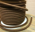 Brown Cotton Cloth Covered Round Cord, 3-Wire Fabric Cable, Vintage Lamps, USA