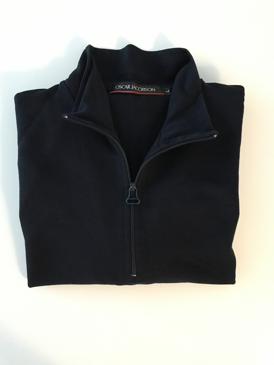 OSCAR JACOBSON GOLF MEN'S 1/3 ZIP MID-LAYER DARK BLUE LARGE