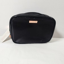 Flower Multi Foldout Cosmetic Makeup Case Bag, Black 7" x 3" x 5" NWT