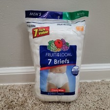 NOS Men's Vintage 2009 Fruit Of The Loom White Briefs Pack of 7 Size XL 42 44