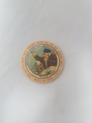 Old Celluloid 1.75'' Pocket Mirror, Advertisement for DUFFY'S PURE MALT WHISKEY